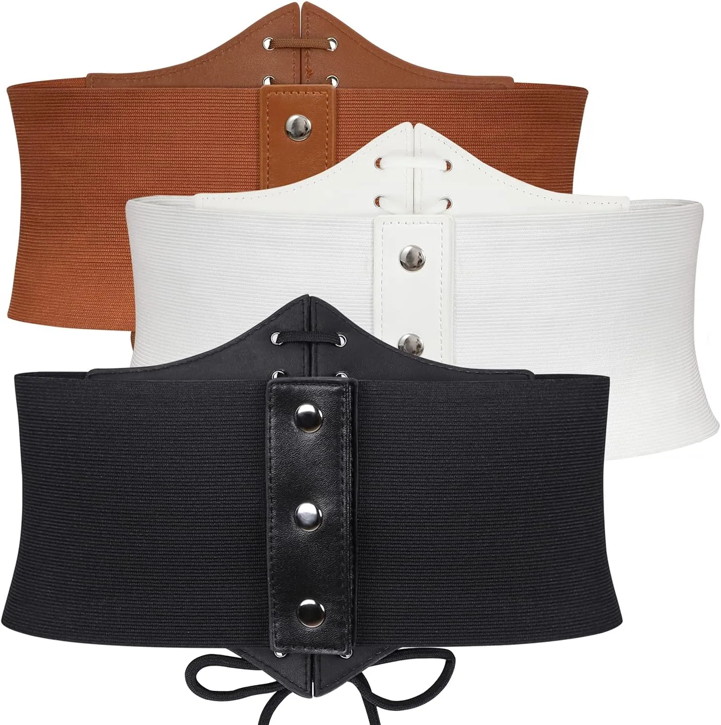 JASGOOD 3 Pack Women Elastic Corset Waist Belt Lace-up Tied Costume Belts for Women