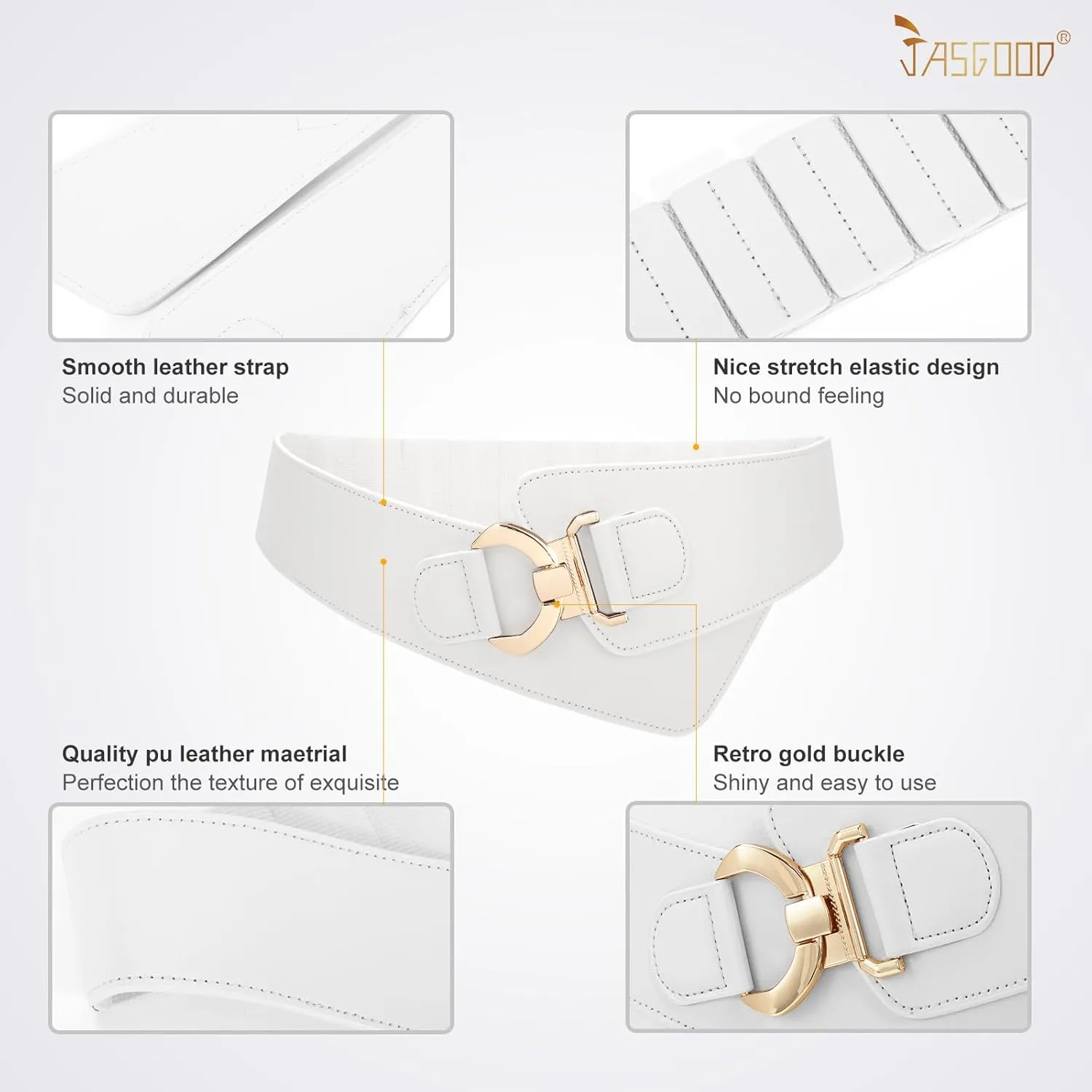 JASGOOD Wide Elastic Stretch Waist Belt Women's Adjustable Fashion Dress Belt