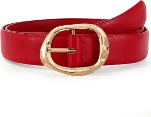 JASGOOD Women Leather Belt for Jeans Pants Ladies Casual Waist Belt Fashion Women Belt with Gold Buckle