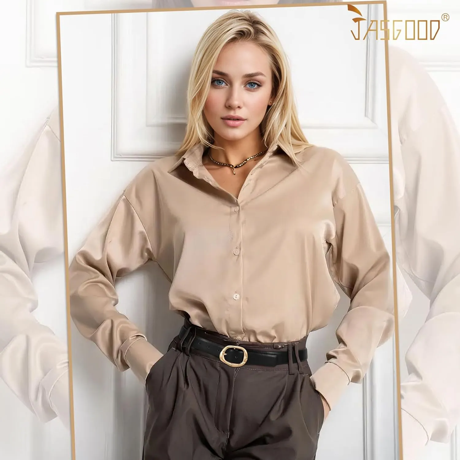 JASGOOD Women Leather Belt for Jeans Pants Ladies Casual Waist Belt Fashion Women Belt with Gold Buckle
