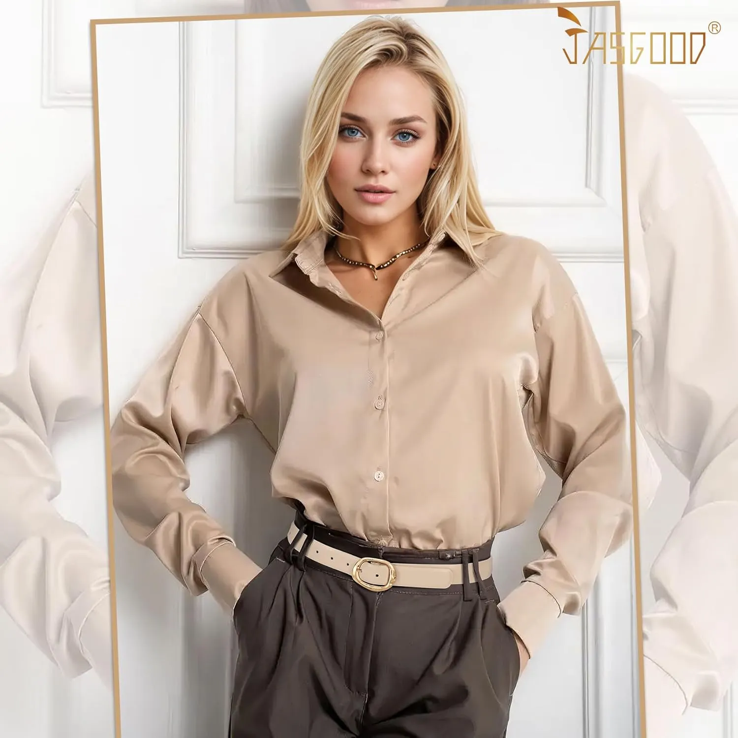 JASGOOD Women Leather Belt for Jeans Pants Ladies Casual Waist Belt Fashion Women Belt with Gold Buckle