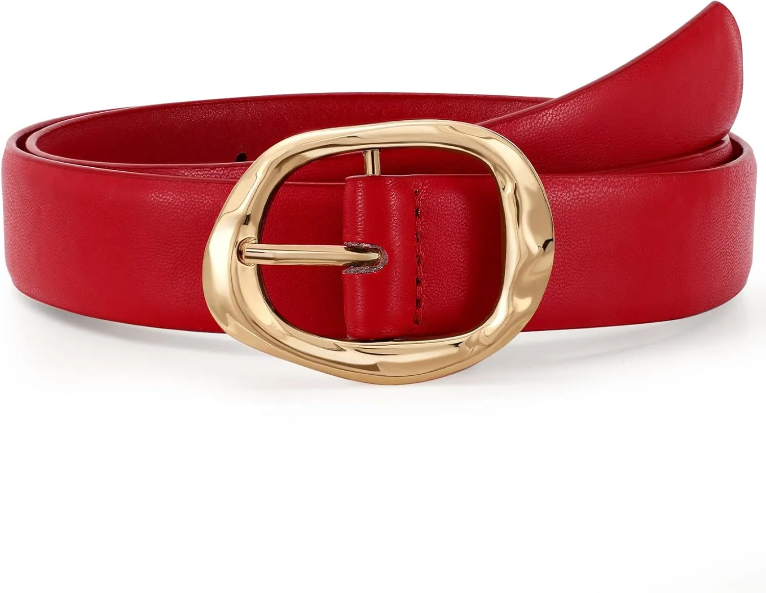 JASGOOD Women Leather Belt for Jeans Pants Ladies Casual Waist Belt Fashion Women Belt with Gold Buckle