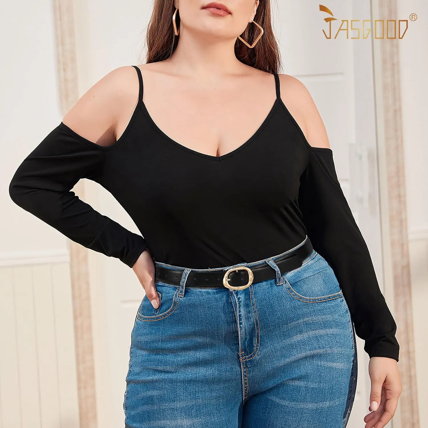 JASGOOD Women Leather Belt for Jeans Pants Ladies Casual Waist Belt Fashion Women Belt with Gold Buckle