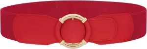 JASGOOD Women Wide Waist Belt Stretchy Elastic Vintage Belts for Dress Ladies Belt with Circle Buckle