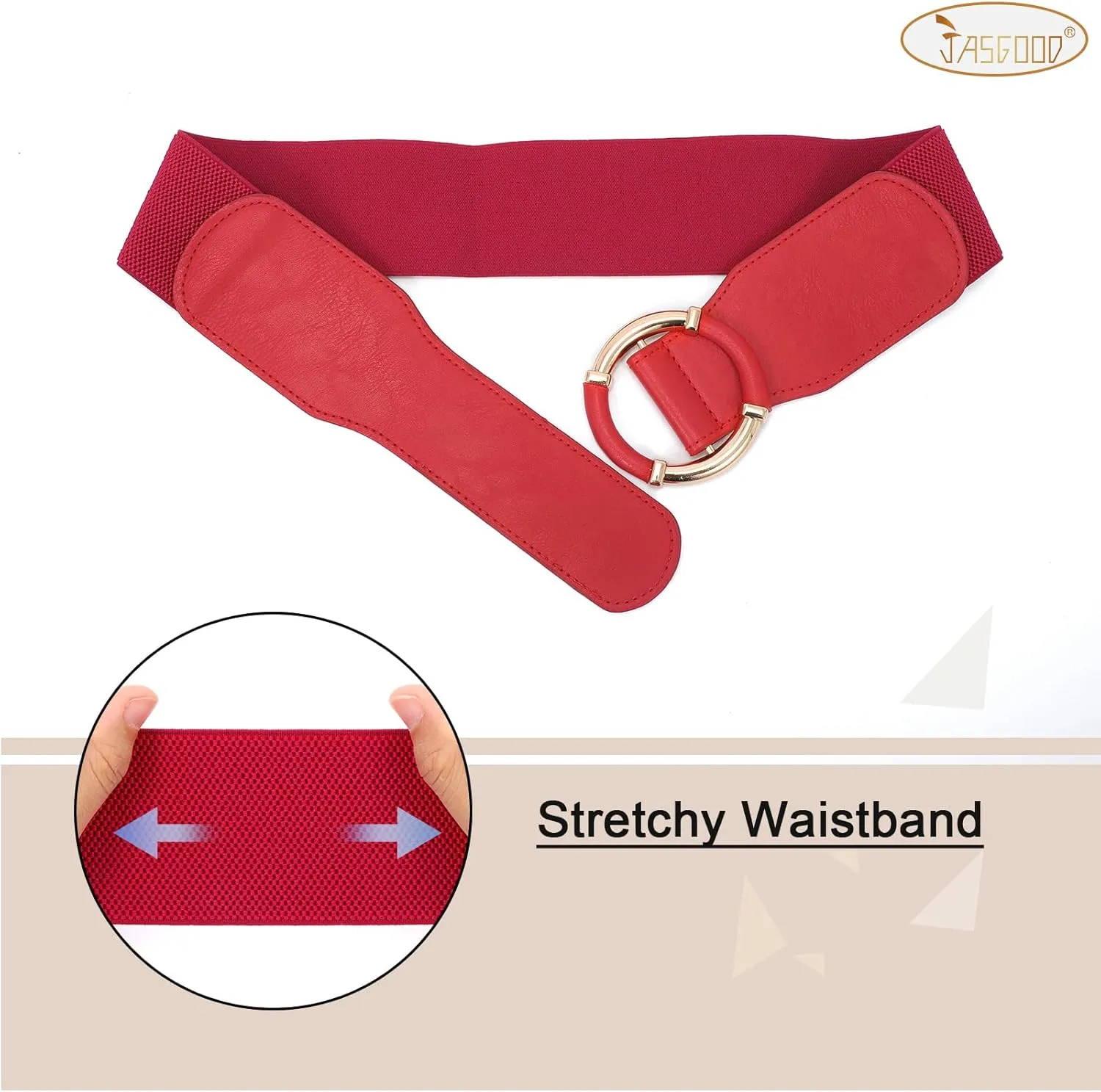 JASGOOD Women Wide Waist Belt Stretchy Elastic Vintage Belts for Dress Ladies Belt with Circle Buckle