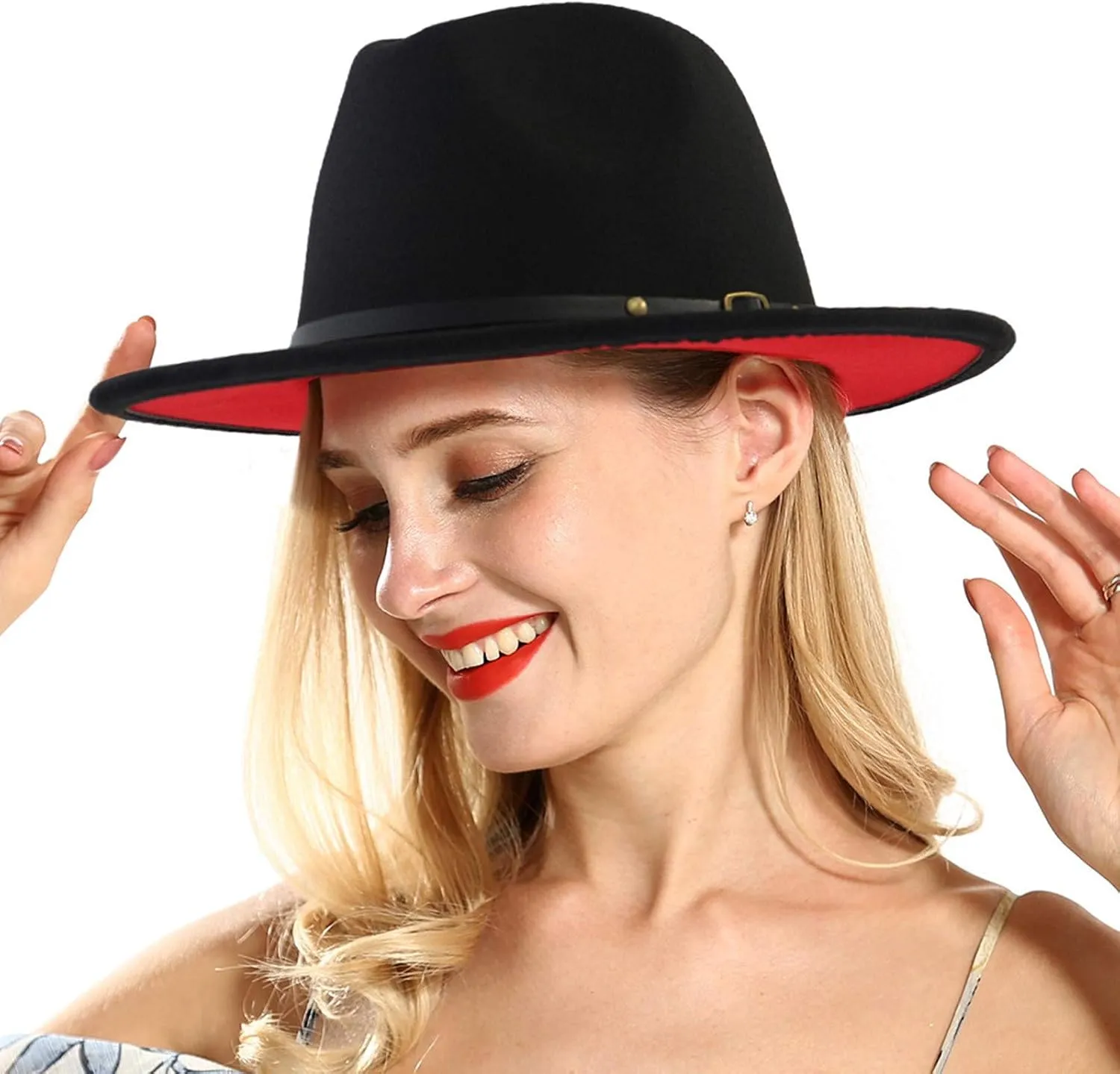 Jazz for Men Red Panama Casual Tone Wool Wide Hat Hat Fedora Women Bottom Two Hats Hat Storage for Baseball Caps