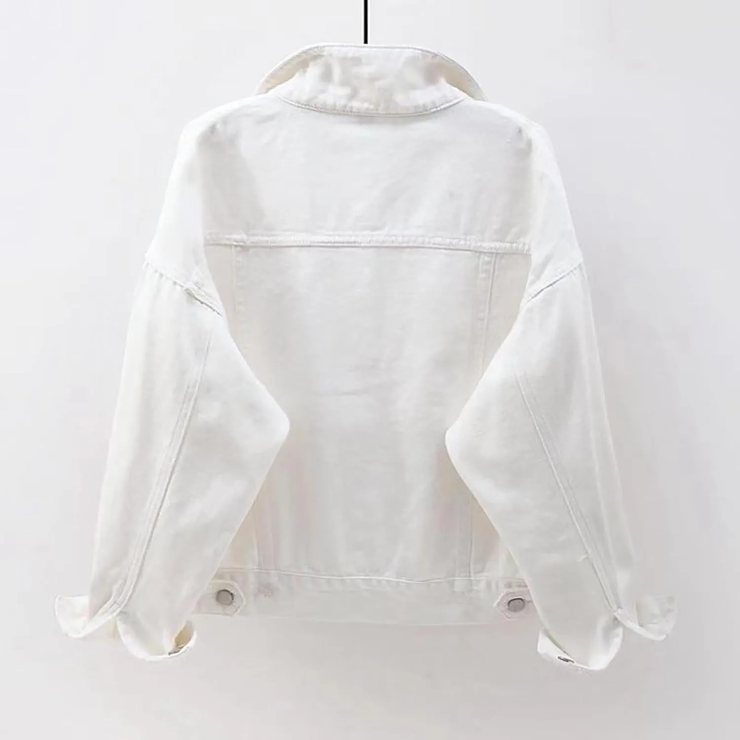 Jean Jacket Women 3/4 Sleeve Colored Cropped Denim Jacket Trendy Light Wash Short Jean Jacket Trucker Coat