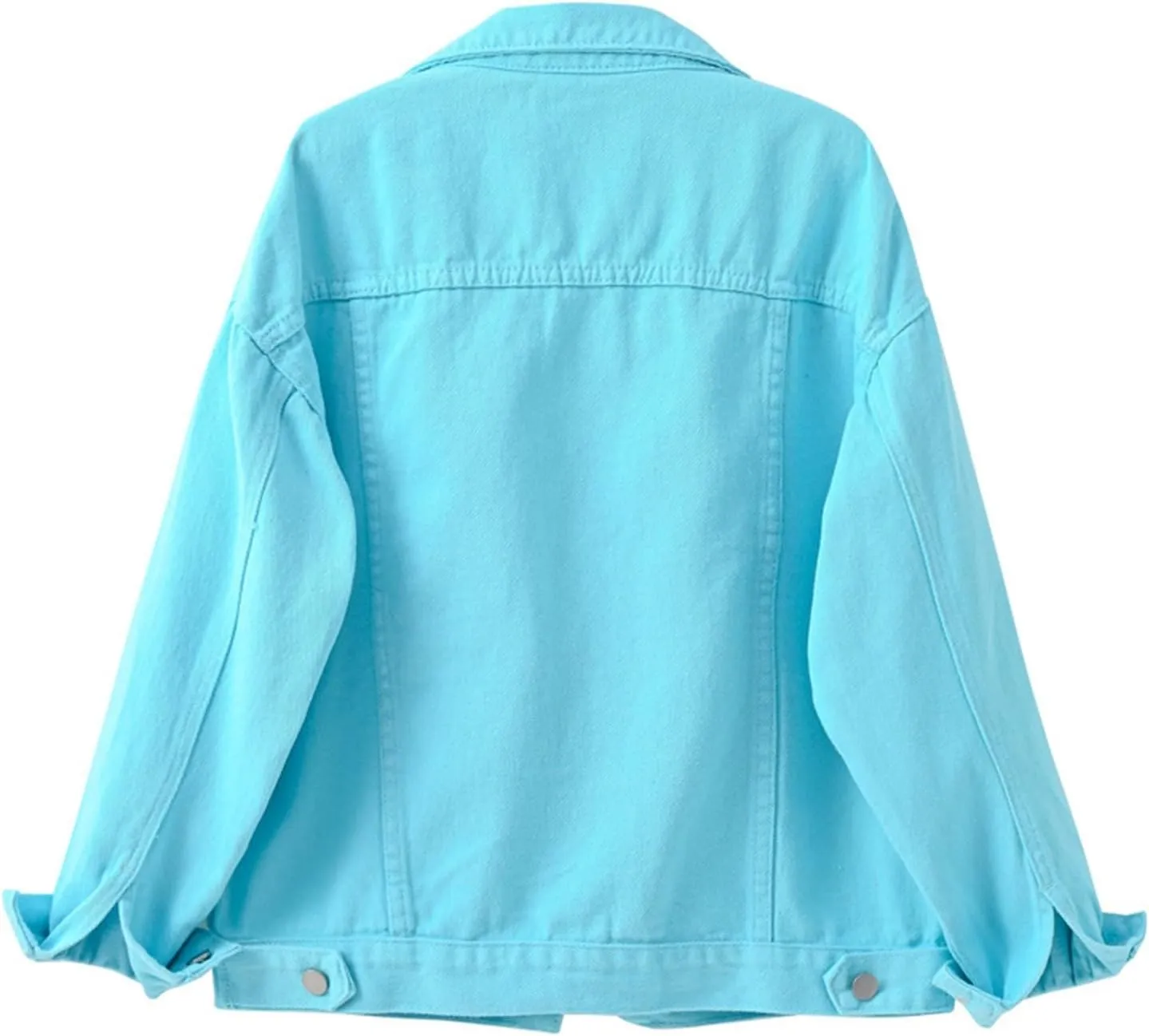 Jean Jacket Women 3/4 Sleeve Colored Cropped Denim Jacket Trendy Light Wash Short Jean Jacket Trucker Coat