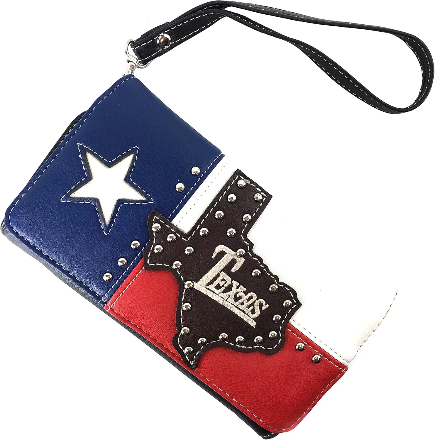 Justin West Texas Red White Blue Flag Patriotic Chain Shoulder Concealed Carry Handbag Purse Trifold Wallet