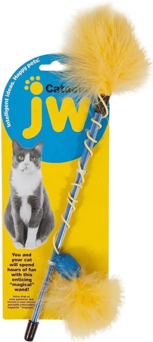 JW Petmate Cataction Feather Wand Toy, Multicolor