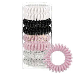 Kitsch Spiral Hair Ties for Women, Coil Hair Ties for Thick Hair, No Crease Hair Tie, Spiral Hair Ties No Damage, Hair Coils & Phone Cord Hair Ties for Thin Hair, Hair Ties Spiral, 8 pcs (Basics)