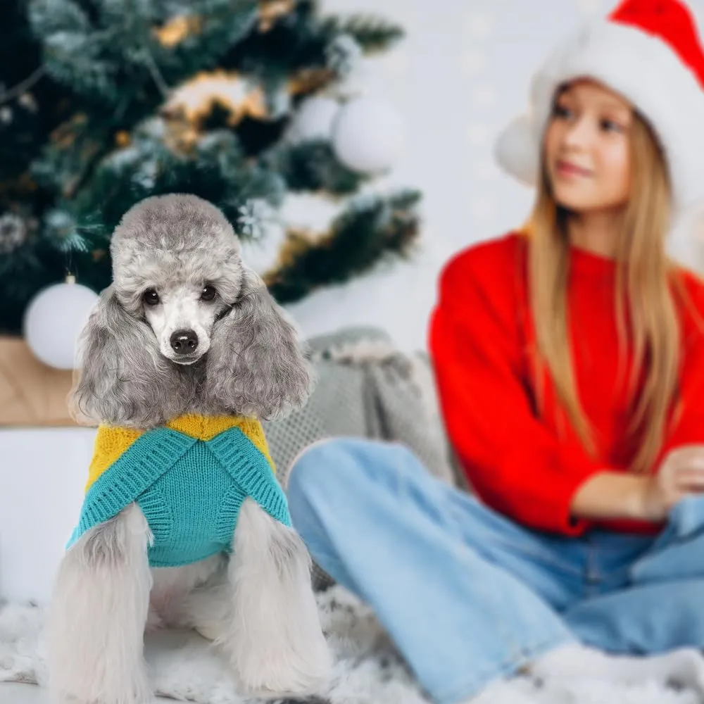 Knitted Dog Sweater - Color Block Thick Warm Dog Clothes Pet Winter Coat, Puppy Outfits Cat Apparel for Small Medium Dogs Cats Boy Girl Pet (XX-Large)