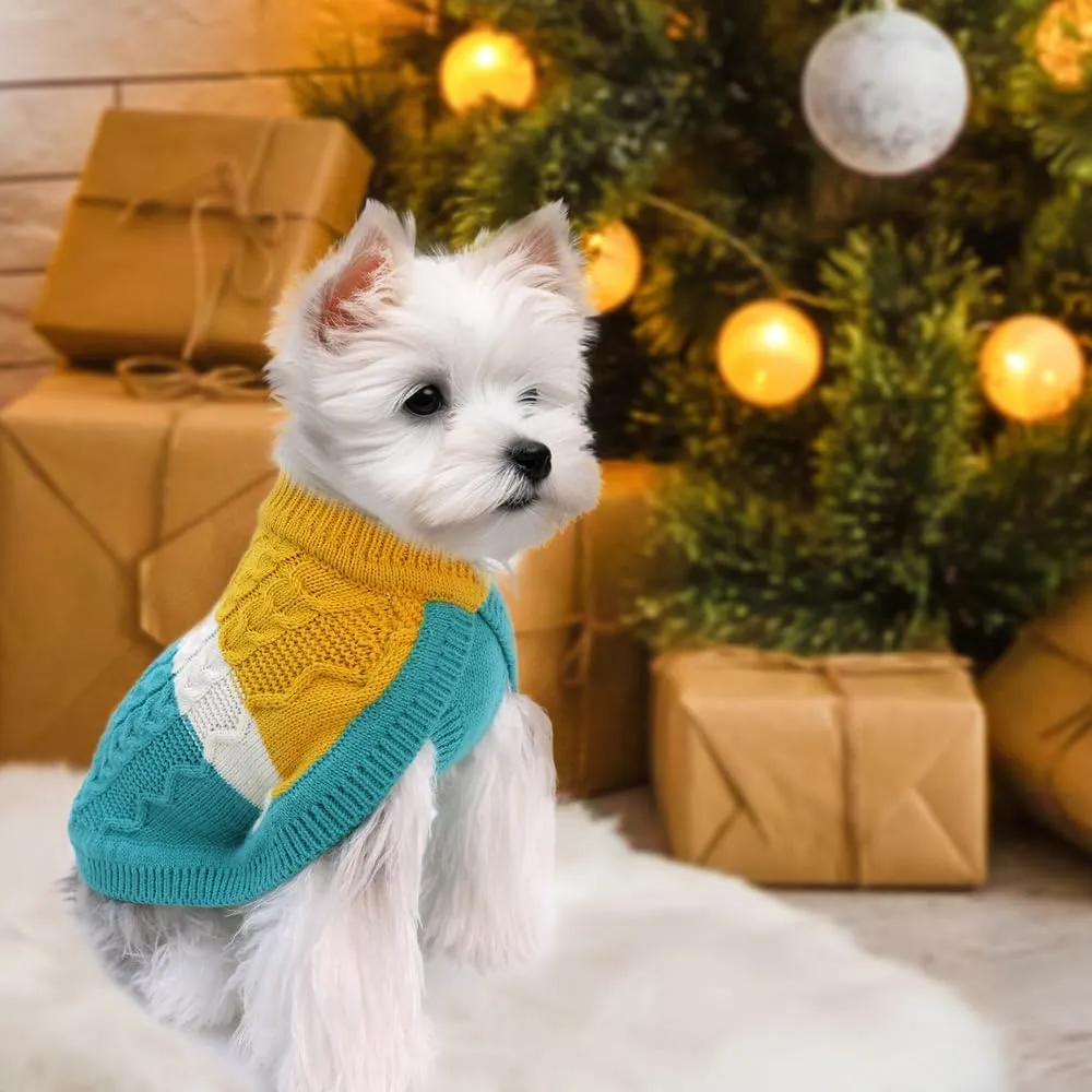 Knitted Dog Sweater - Color Block Thick Warm Dog Clothes Pet Winter Coat, Puppy Outfits Cat Apparel for Small Medium Dogs Cats Boy Girl Pet (XX-Large)