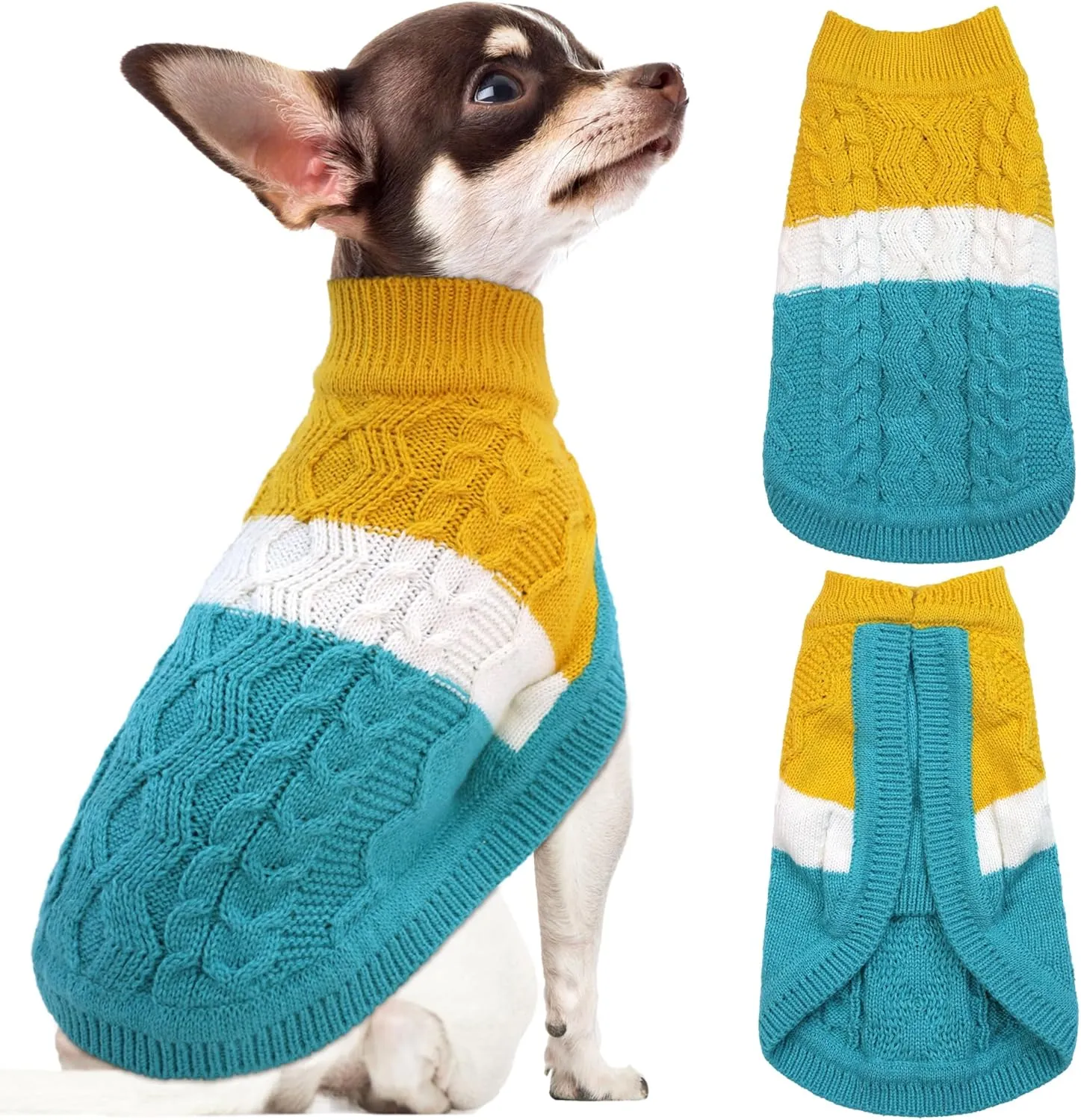 Knitted Dog Sweater - Color Block Thick Warm Dog Clothes Pet Winter Coat, Puppy Outfits Cat Apparel for Small Medium Dogs Cats Boy Girl Pet (XX-Large)