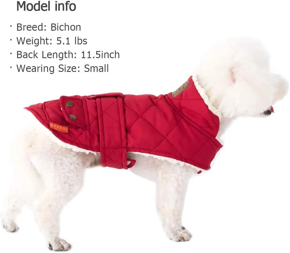 KYEESE Dog Coats Warm Dog Jacket Winter Windproof Padded Sherpa Cozy Dog Winter Coats for Small Dogs with Furry Collar Dog Clothes, Red,S