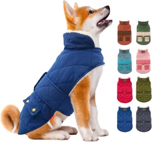 KYEESE Dog Coats Warm Dog Jacket Winter Windproof Padded Sherpa Cozy Dogs Clothes for Small Dogs with Furry Collar, Blue,S