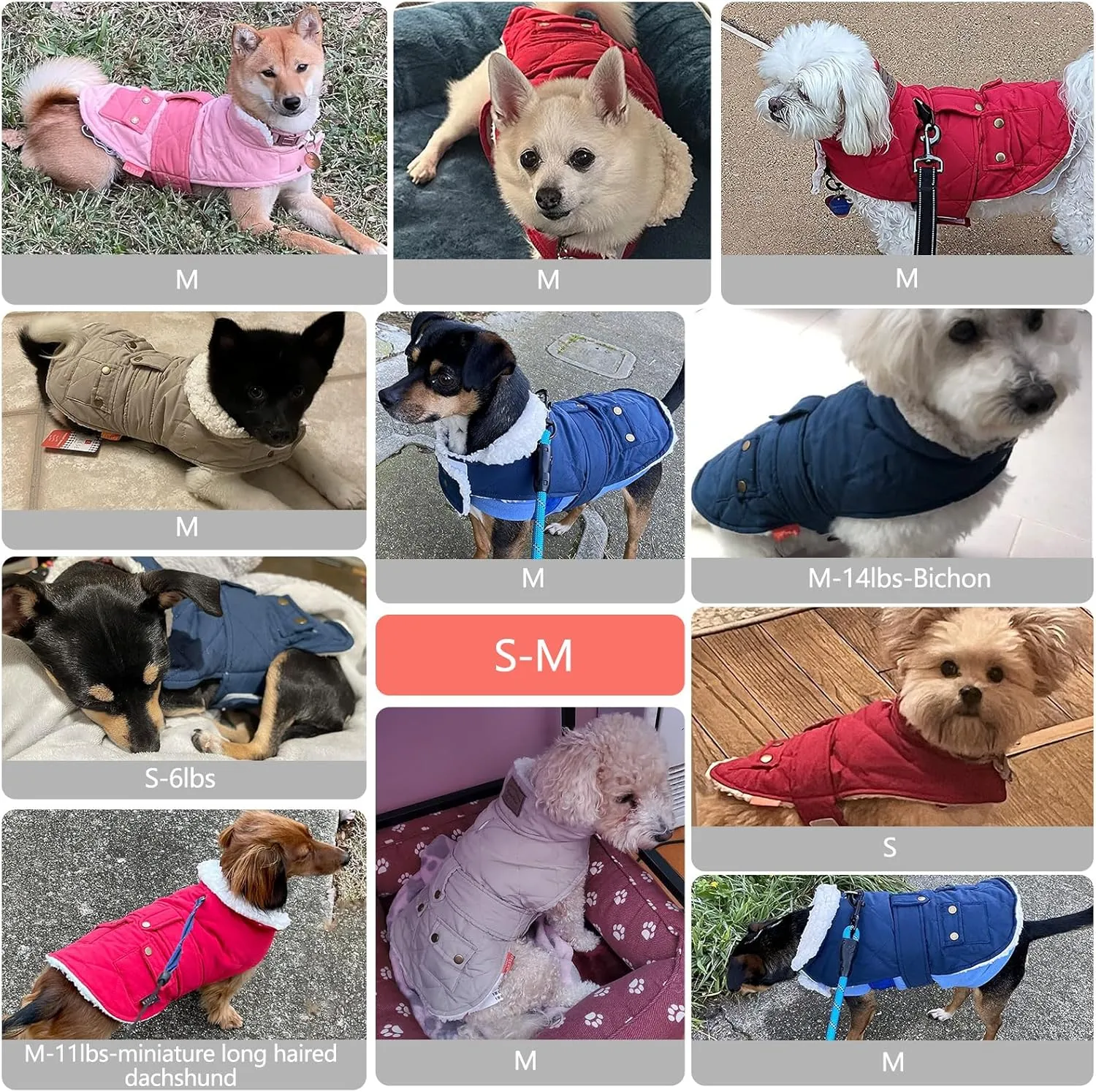 KYEESE Dog Coats Warm Dog Jacket Winter Windproof Padded Sherpa Cozy Dogs Clothes for Small Dogs with Furry Collar, Blue,S