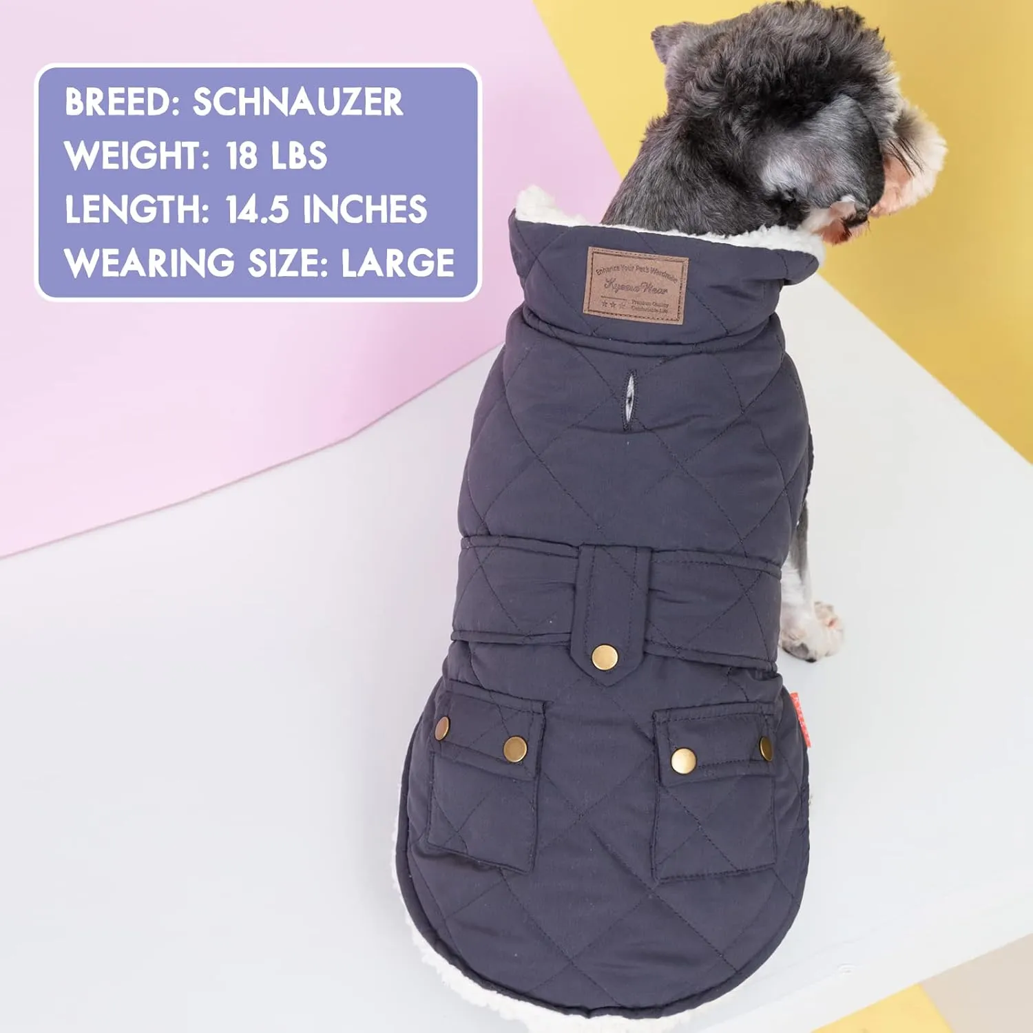 KYEESE Dog Coats Warm Dog Jacket Winter Windproof Padded Sherpa Dogs Outfits for Small Dogs with Furry Collar Doggie Clothes, Gray, S