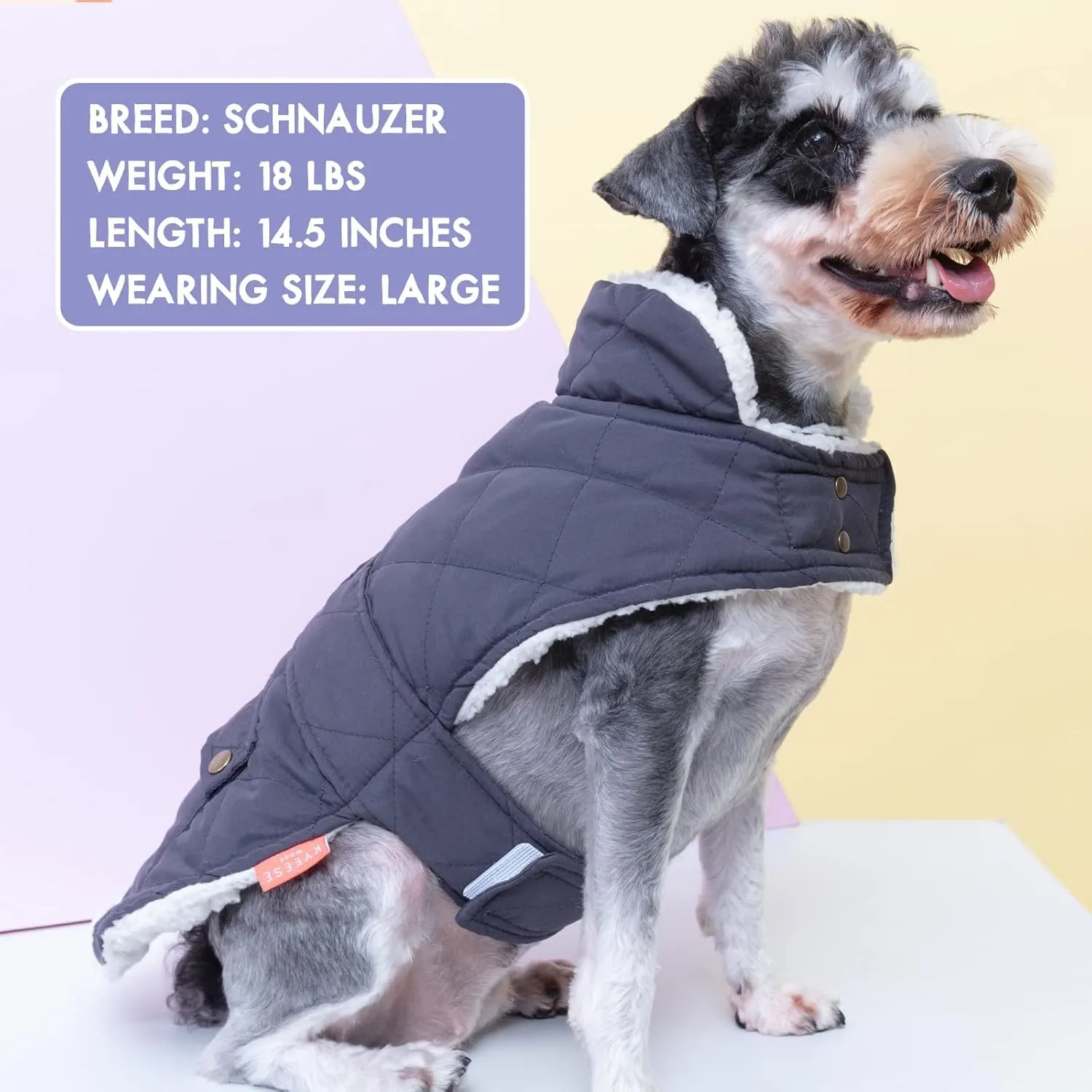 KYEESE Dog Coats Warm Dog Jacket Winter Windproof Padded Sherpa Dogs Outfits for Small Dogs with Furry Collar Doggie Clothes, Gray, S