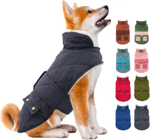 KYEESE Dog Coats Warm Dog Jacket Winter Windproof Padded Sherpa Dogs Outfits for Small Dogs with Furry Collar Doggie Clothes, Gray, S
