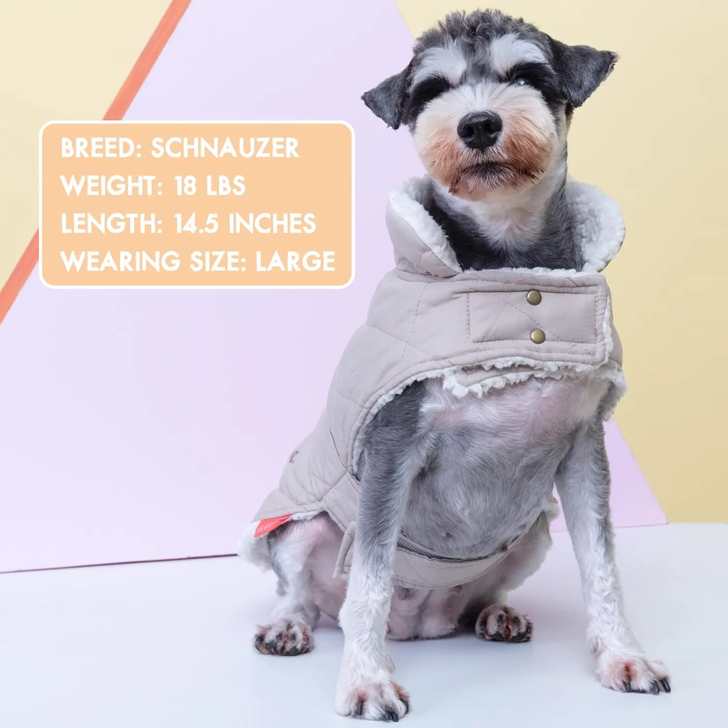 KYEESE Dog Coats Warmn Dog Winter Cozy Windproof Padded Sherpa Dogs Outfit for Small Dogs with Furry Collar Pet Clothes, Beige, S
