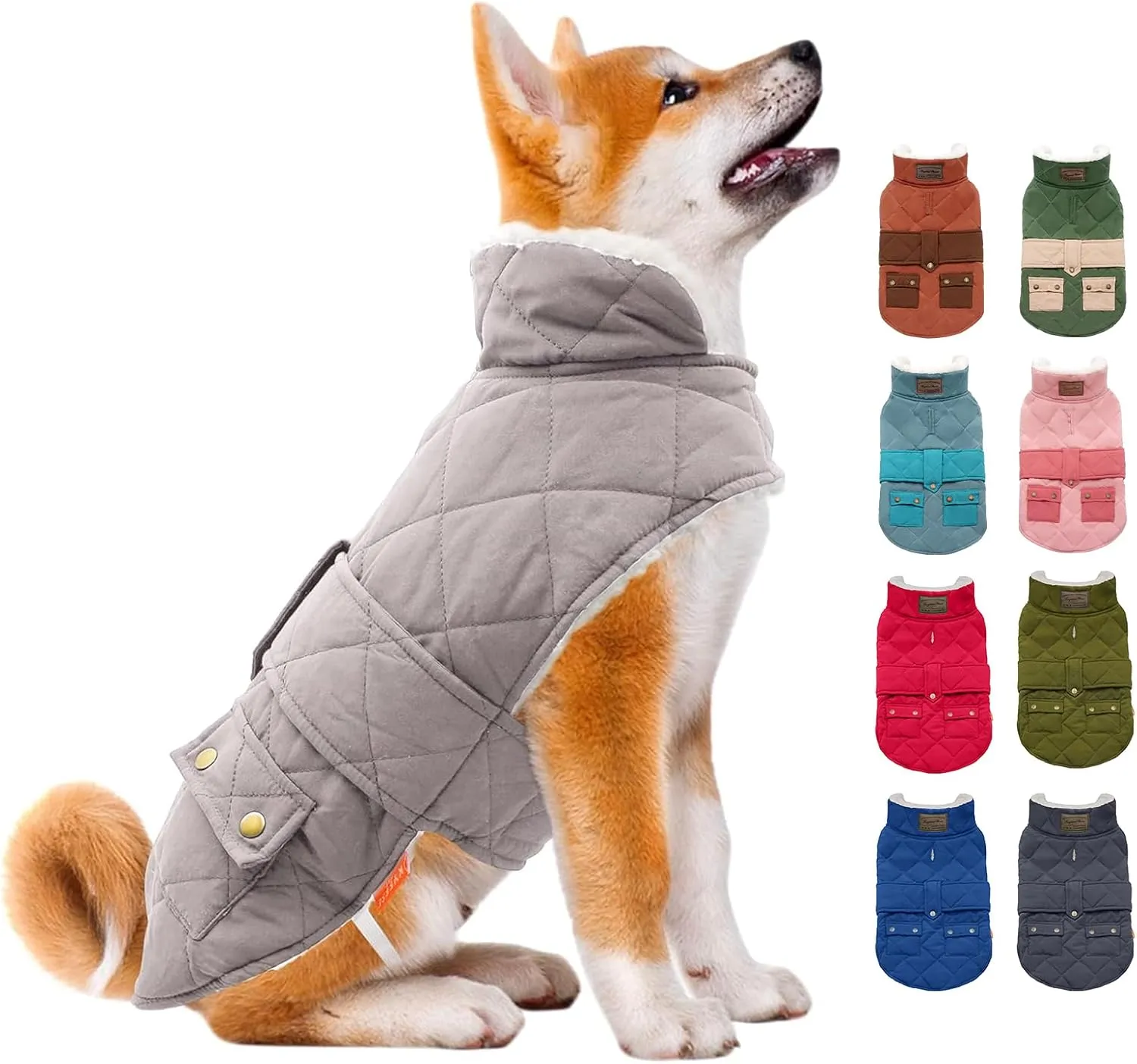 KYEESE Dog Coats Warmn Dog Winter Cozy Windproof Padded Sherpa Dogs Outfit for Small Dogs with Furry Collar Pet Clothes, Beige, S