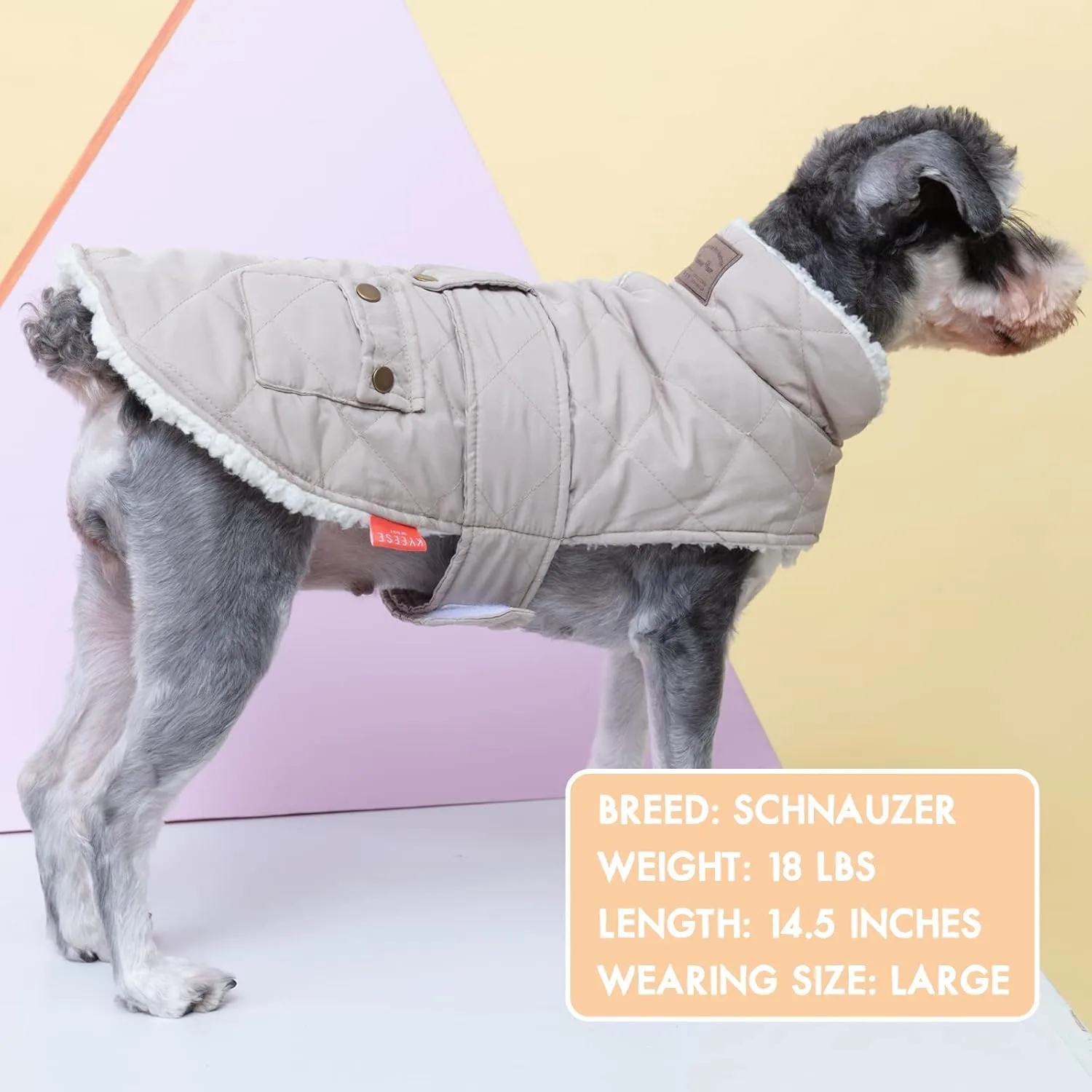 KYEESE Dog Coats Warmn Dog Winter Cozy Windproof Padded Sherpa Dogs Outfit for Small Dogs with Furry Collar Pet Clothes, Beige, S