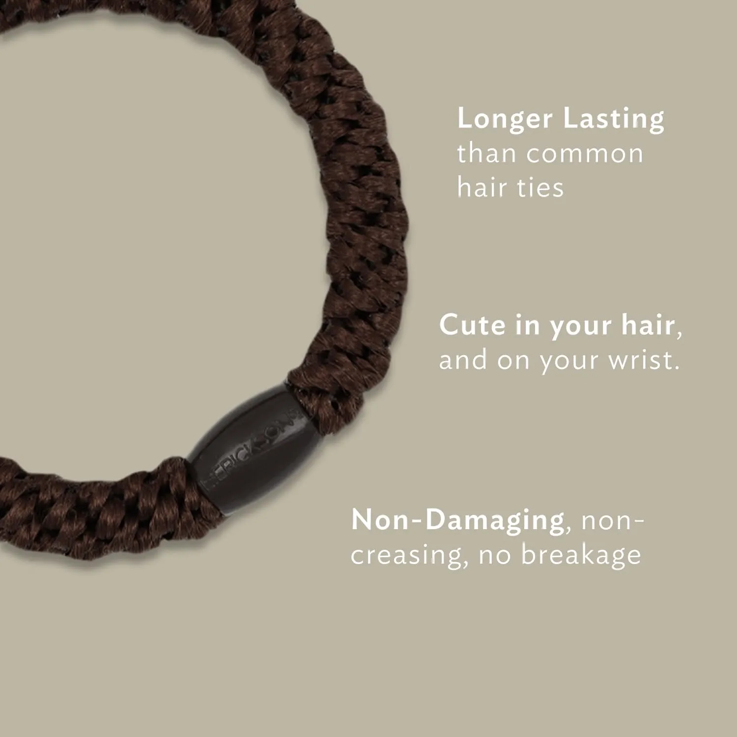 L. Erickson U.S.A. Hair Ties, Coffee Brown, 8 Count - Grab & Go Ponytail Holders - No Damage Hair Bands for Women - Hair Accessories