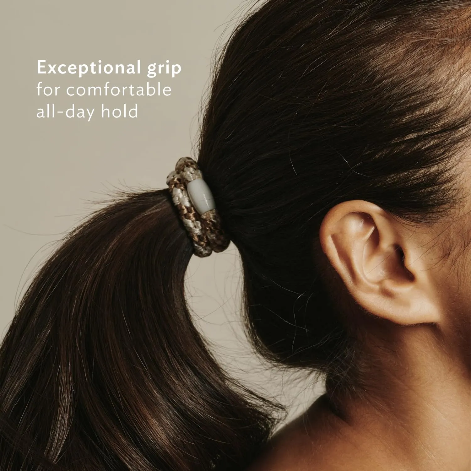 L. Erickson U.S.A. Hair Ties, Coffee Brown, 8 Count - Grab & Go Ponytail Holders - No Damage Hair Bands for Women - Hair Accessories