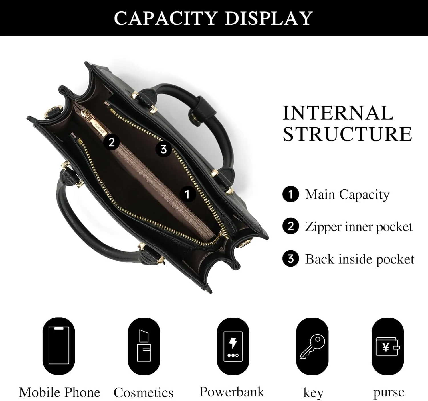 LA FESTIN Leather Top Handle Crossbody Bag for Women Small Handbag Designer Shoulder Satchel Purses with Detachable Strap