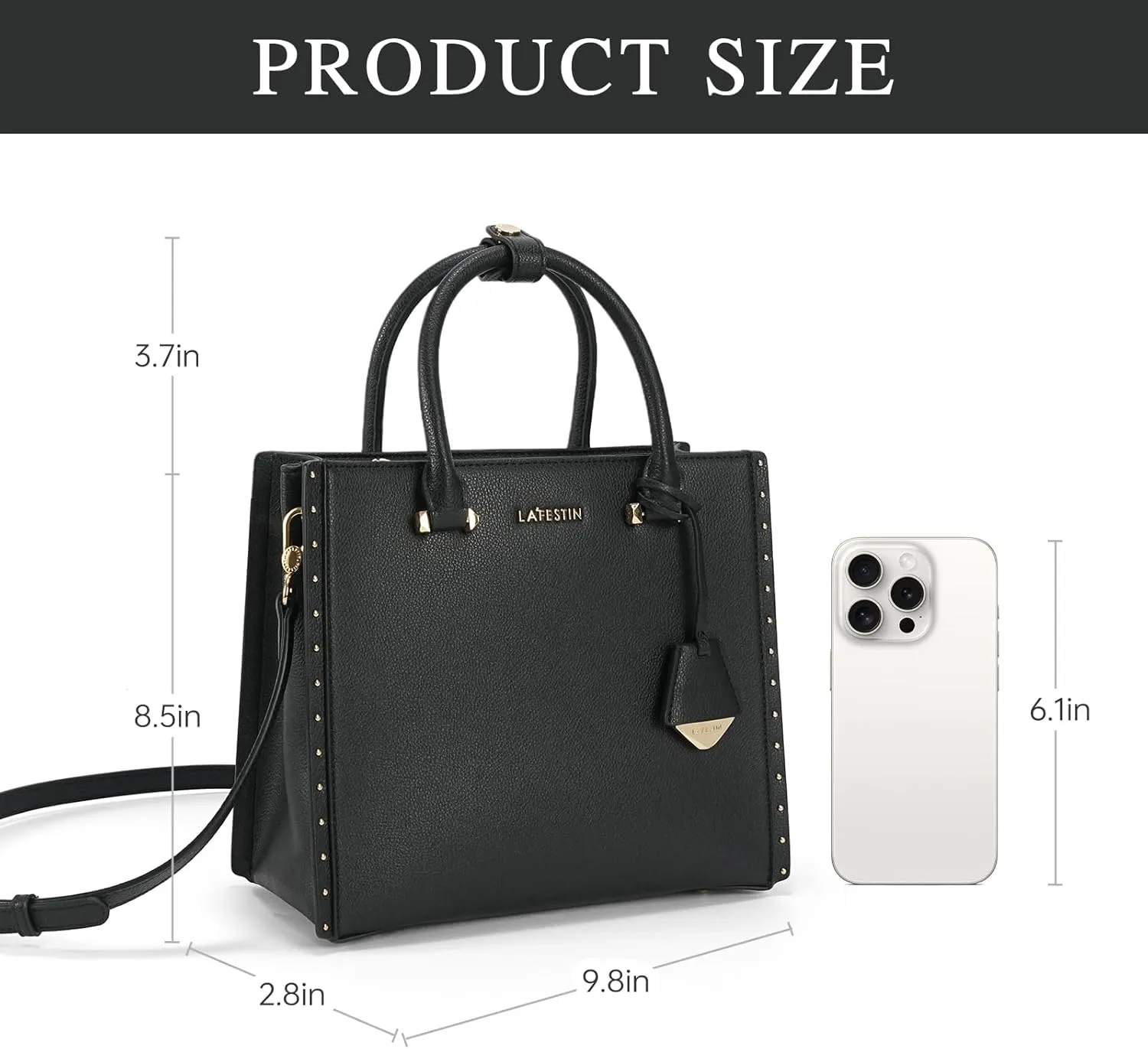 LA FESTIN Leather Top Handle Crossbody Bag for Women Small Handbag Designer Shoulder Satchel Purses with Detachable Strap