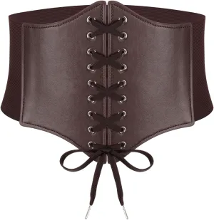 Lace-up Corset Belt for Women Elastic Belt Tied Waspie Pirate Costume Waist Belt for Renaissance