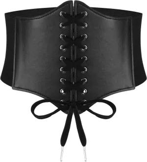 Lace-up Corset Belt for Women Elastic Belt Tied Waspie Pirate Costume Waist Belt for Renaissance