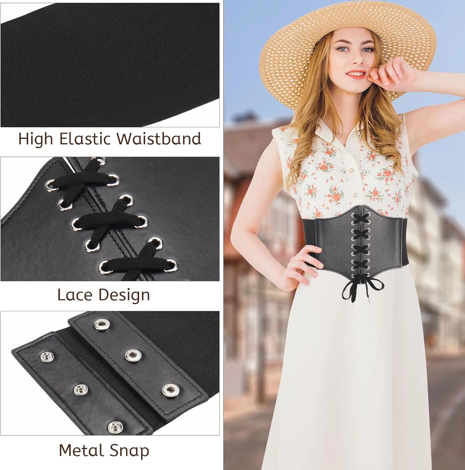 Lace-up Corset Belt for Women Elastic Belt Tied Waspie Pirate Costume Waist Belt for Renaissance