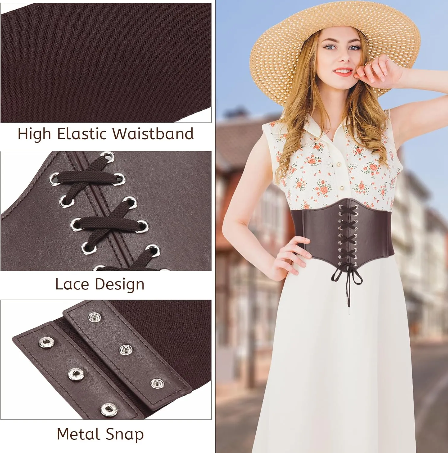 Lace-up Corset Belt for Women Elastic Belt Tied Waspie Pirate Costume Waist Belt for Renaissance