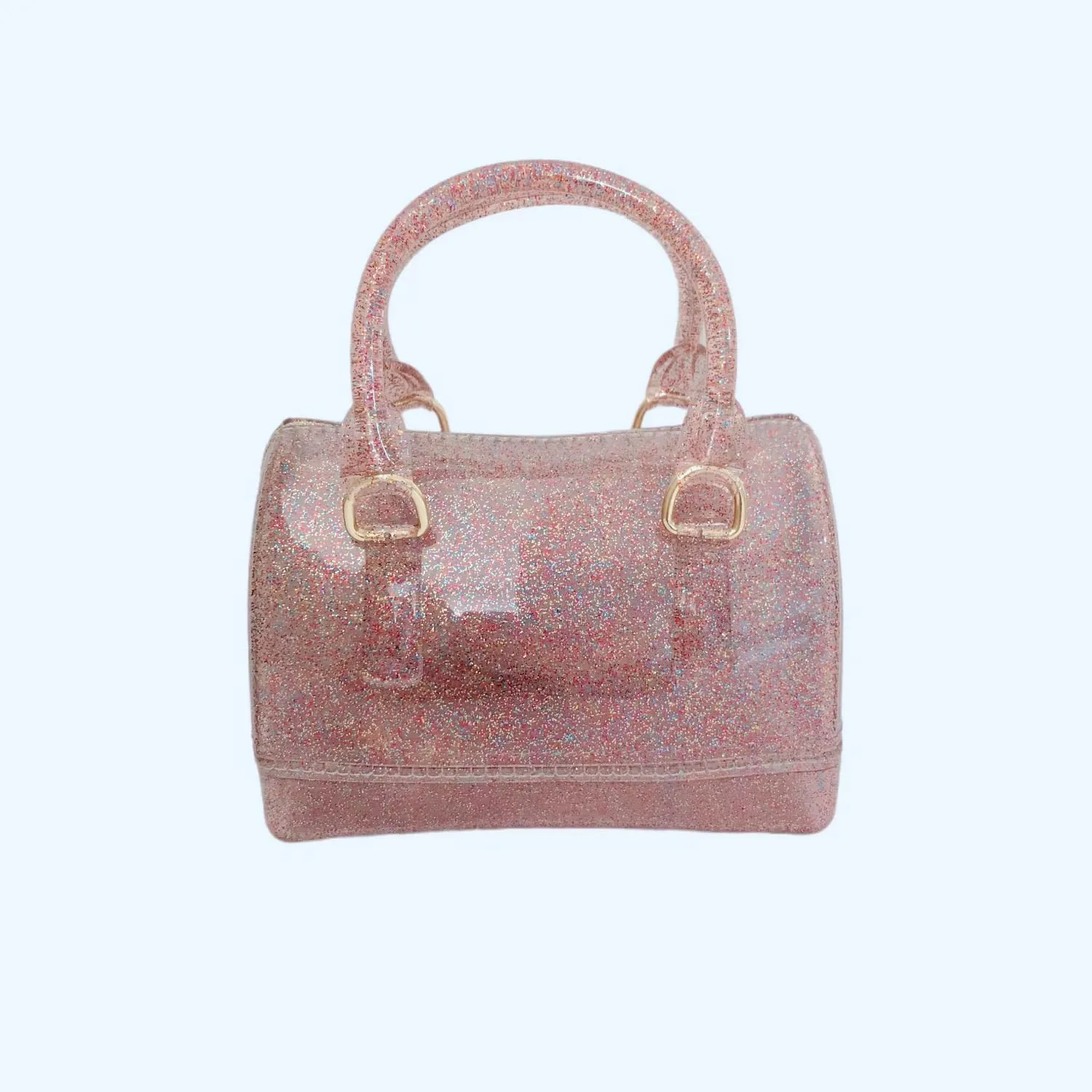 Ladies Summer Jelly Pillow-shaped Top Handle Handbag Candy Color Transparent Crystal Purse