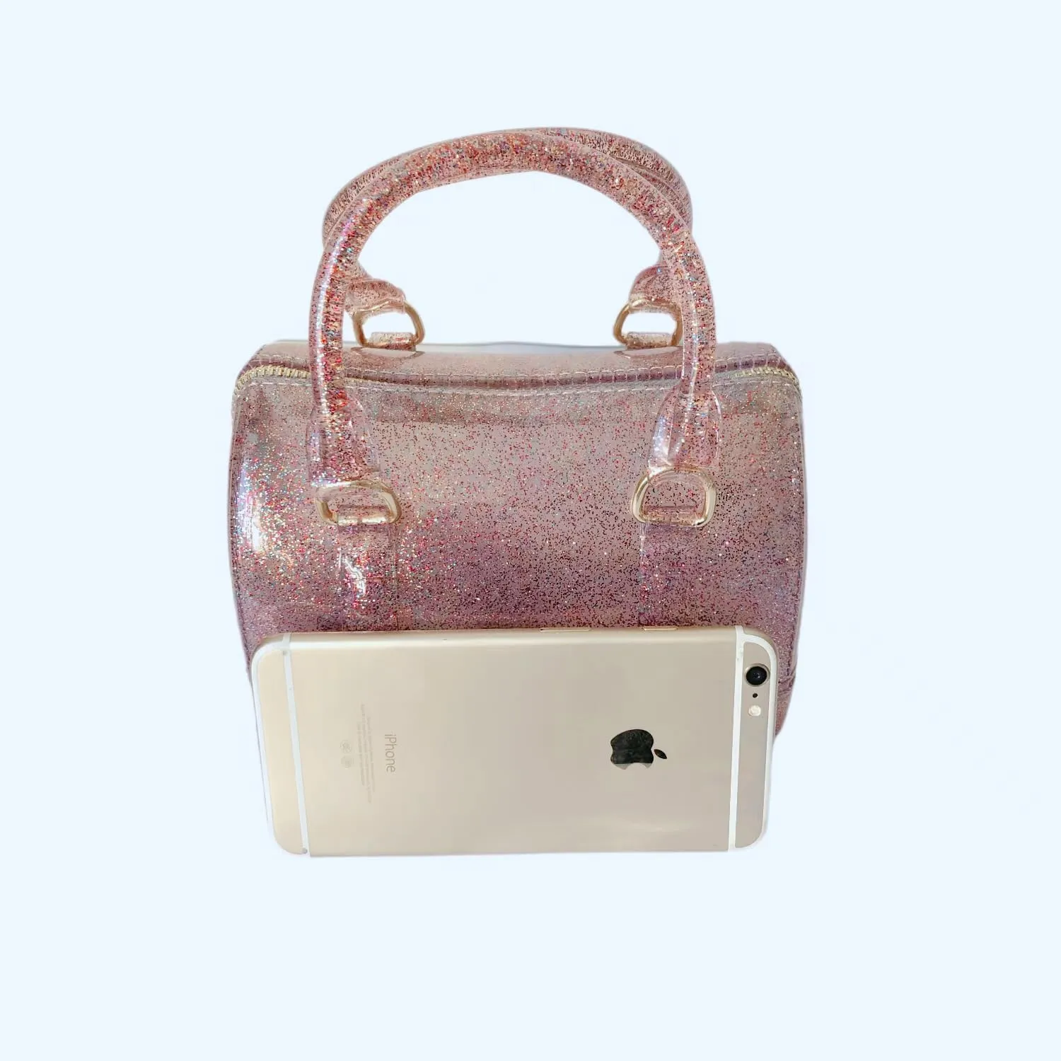Ladies Summer Jelly Pillow-shaped Top Handle Handbag Candy Color Transparent Crystal Purse
