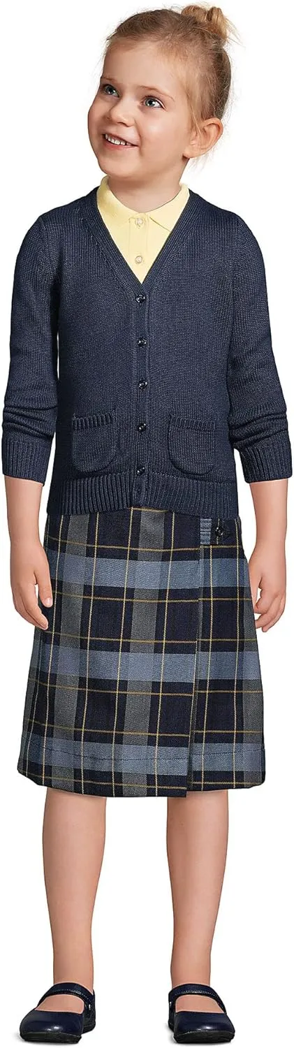 Lands' End School Uniform Girls Slim Plaid A-line Skirt Below The Knee