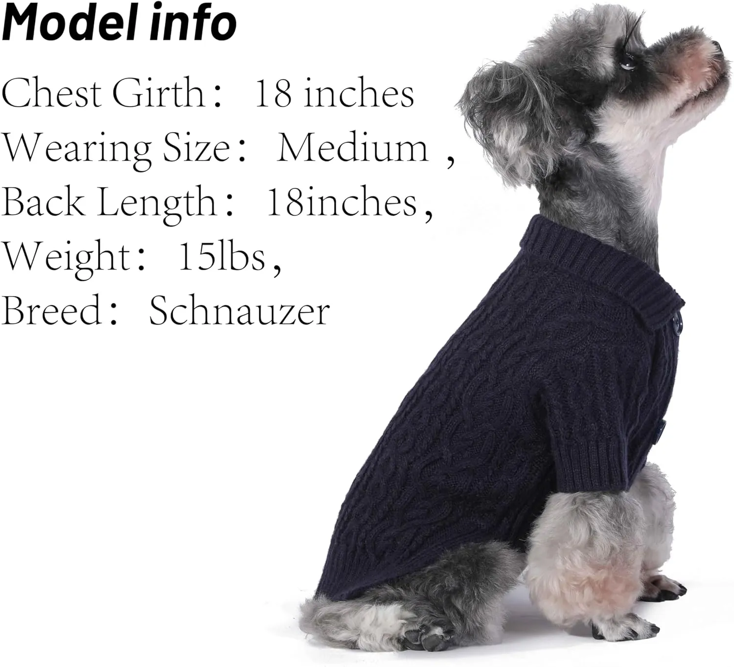 Lapel Knitted Dog Sweater Winter Coat Apparel Classic Knit Pet Clothes (Navy XS)
