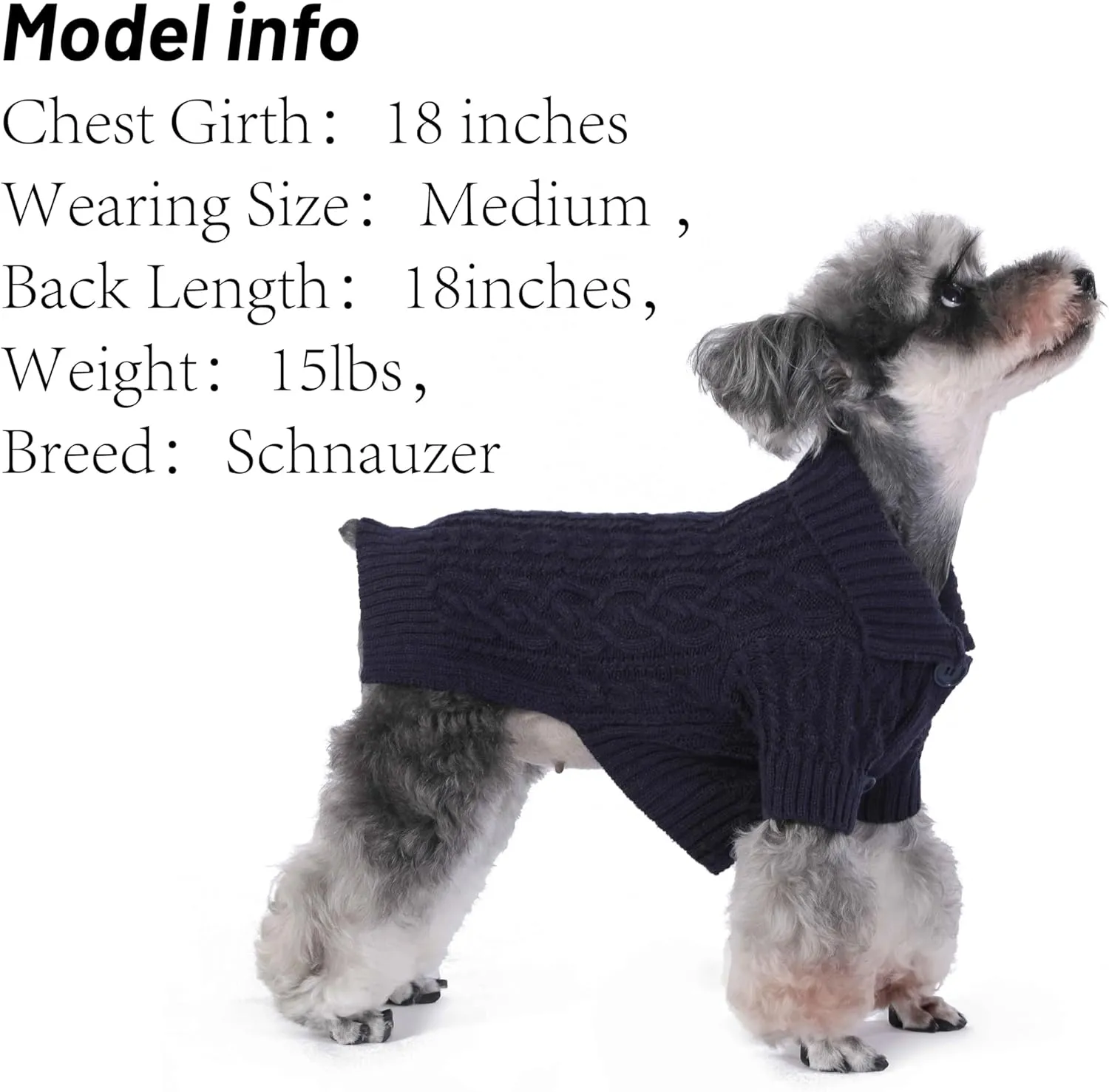 Lapel Knitted Dog Sweater Winter Coat Apparel Classic Knit Pet Clothes (Navy XS)