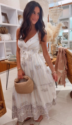 Lavender cream boho dress