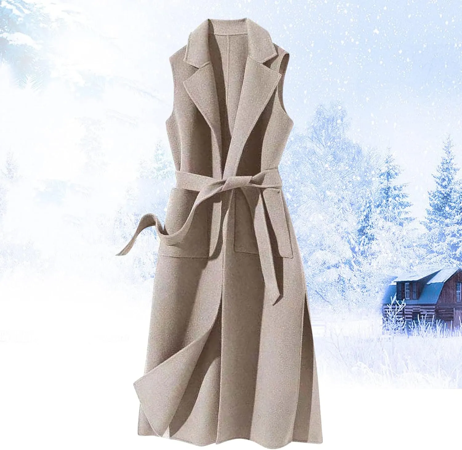 LCMTWX Winter Coats for Women Winter Office Sleeveless Button Woolen Jacket Coat Long Coats for Women Dressy Winter Coat