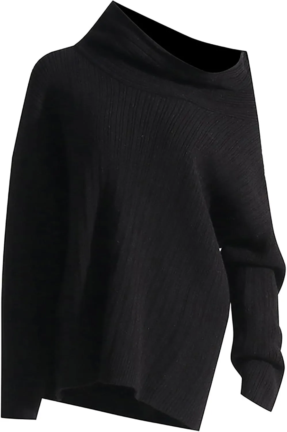 LETSVDO Women's Off The Shoulder Sweater Oversized Batwing Sleeve Knit Asymmetrical Chunky Slouchy Pullover Sweaters