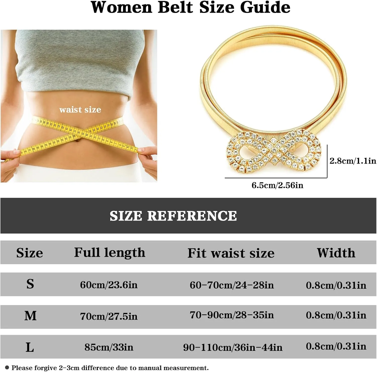LIMHOO Women's Skinny Metal Waist Belt Elastic Thin Waist Belt for Dress Stretch Chain Belt