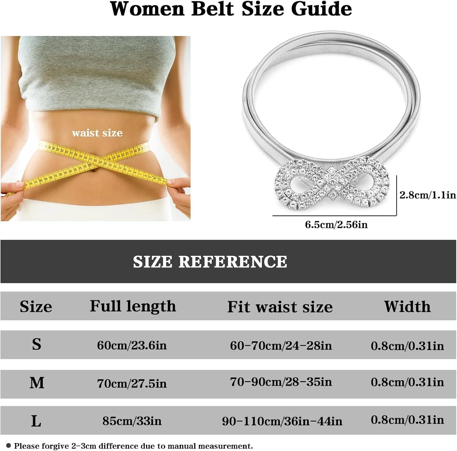 LIMHOO Women's Skinny Metal Waist Belt Elastic Thin Waist Belt for Dress Stretch Chain Belt