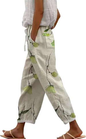 Linen Blend Pants for Women Drawstring Pants Linen Blend Pants for Women Linen Pants Women Beach Linen Pants Women