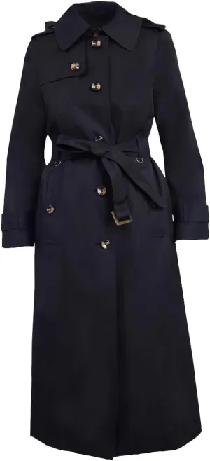 LONDON FOG Women's Black Long Belted Trench Coat (US, Alpha, Medium, Regular, Regular, Black)