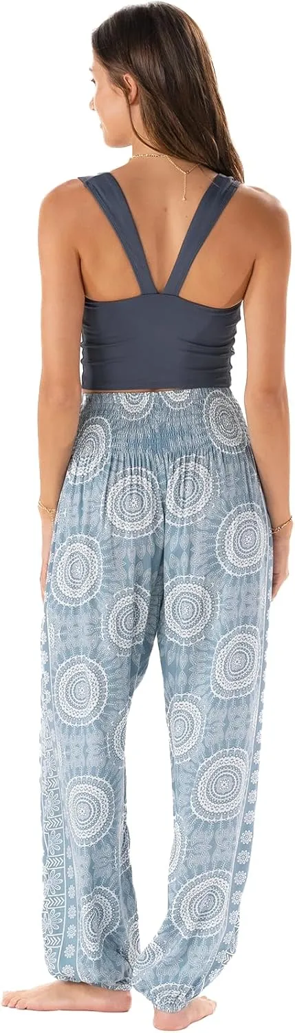Lotus and Luna Women's Harem Pants Thai Pants for Beach & Lounge High Waisted Flowy Boho Pants Genie Pants Yoga Pants
