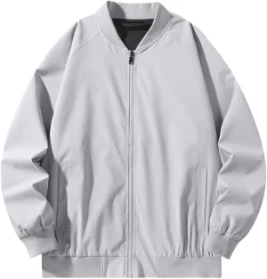 Men Bomber Jacket Lightweight Causal Flight Windbreaker Zip Up Light Track Jackets Outdoor Travel Golf Coats for Men