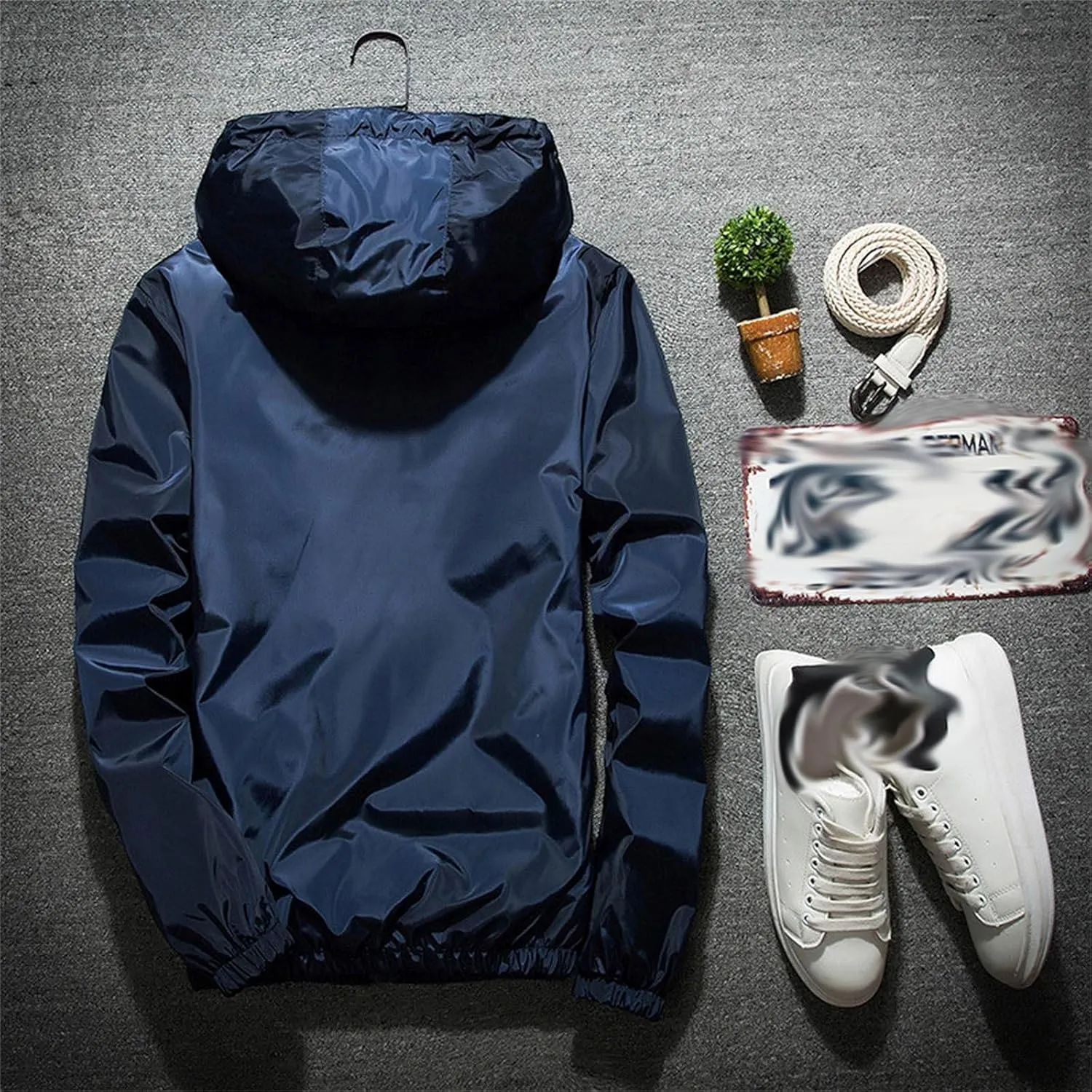 Men Lightweight Waterproof Jackets,Mens Windbreaker with Hood Outdoor Raincoat for Hiking Running Travel Zip Hoodies